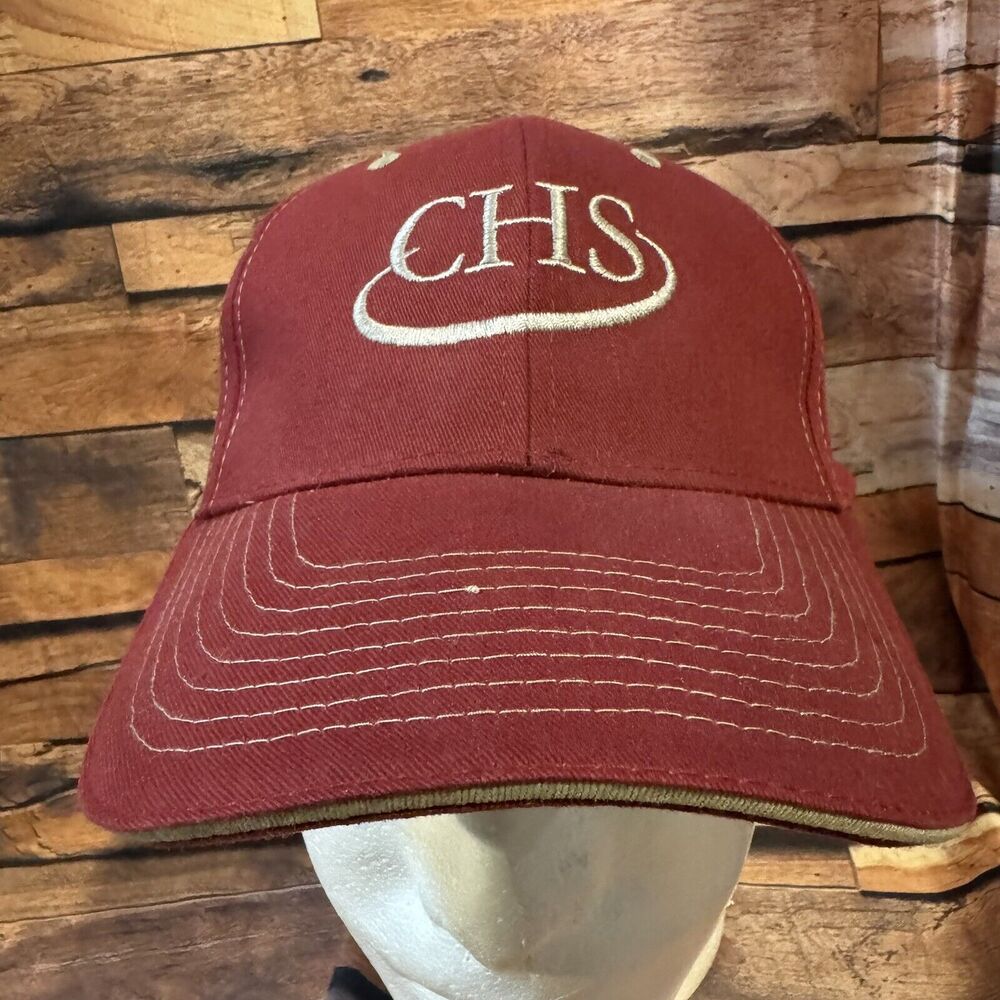 CHS Ag Services Maroon Hat Adjustable Strapback Cap Agriculture Farm Fibermax